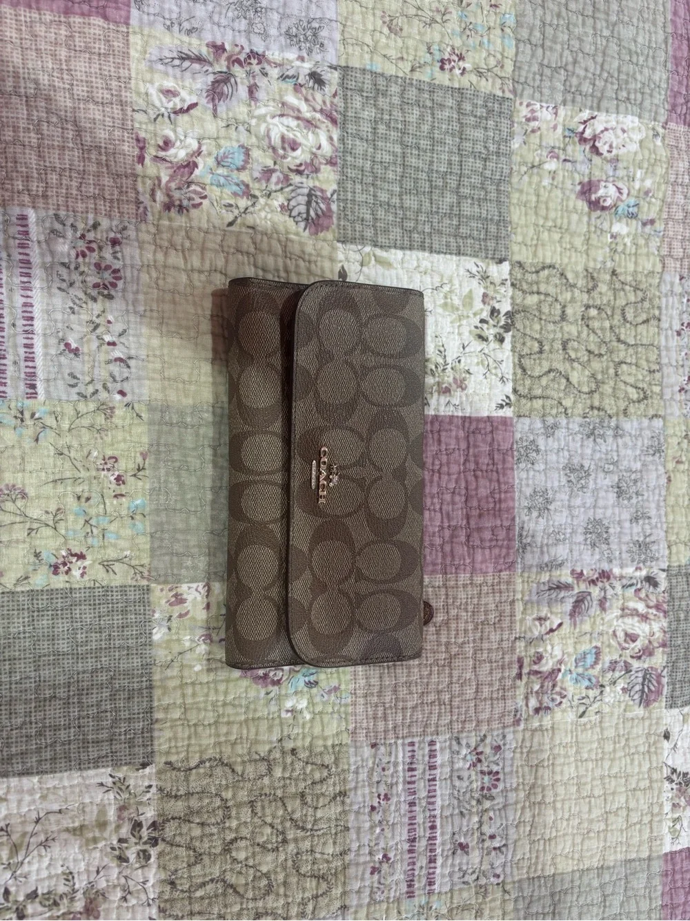 Coach Brown Signature Canvas Continental Wallet